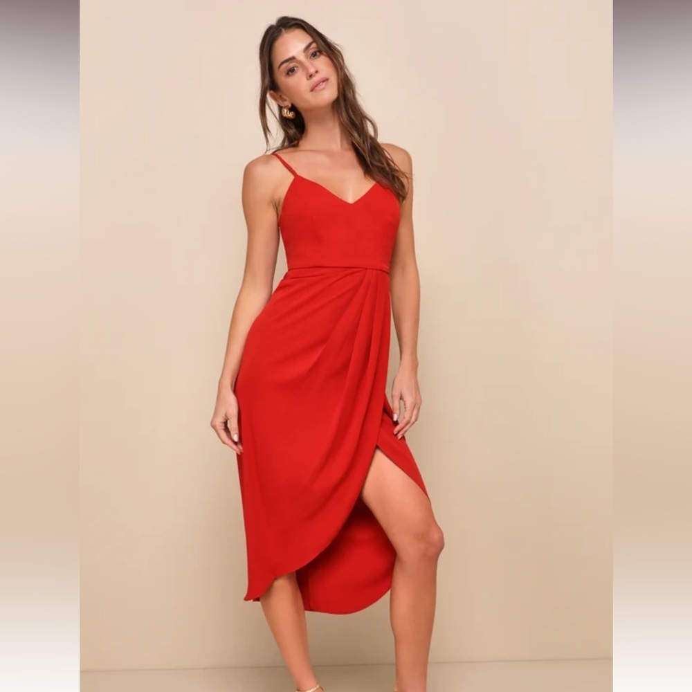 Lulu’s Red Women's Midi Cocktail Dress